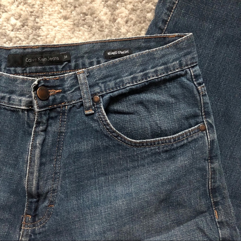 Calvin Klein Relaxed Straight Jeans - Picture 2 of 5